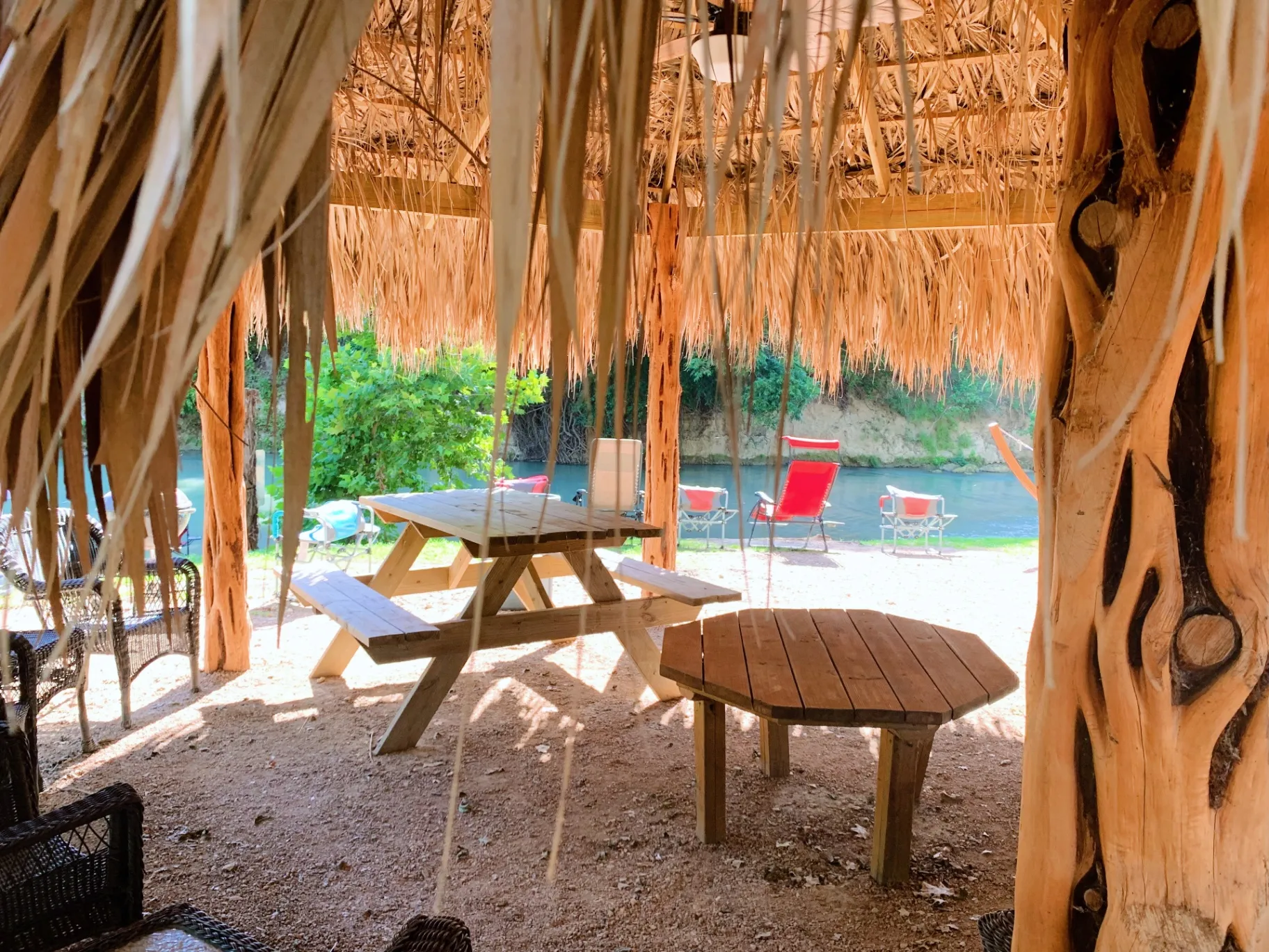 Inside view of cabana with river view